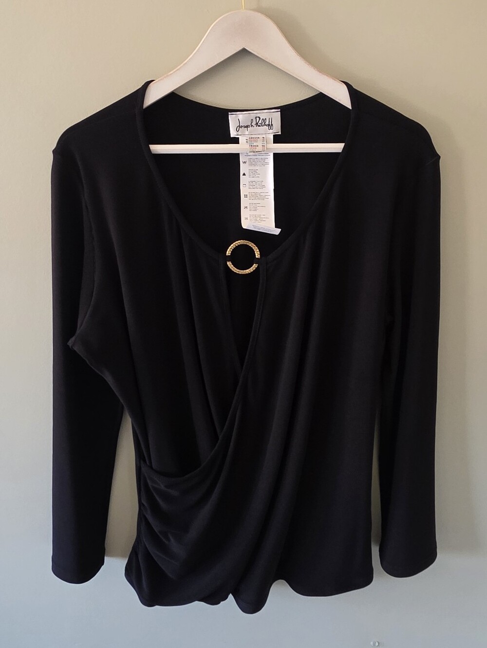 NWOT Joseph Ribkoff 16 Draped Silky Knit Top Modern Contempory Feminine
